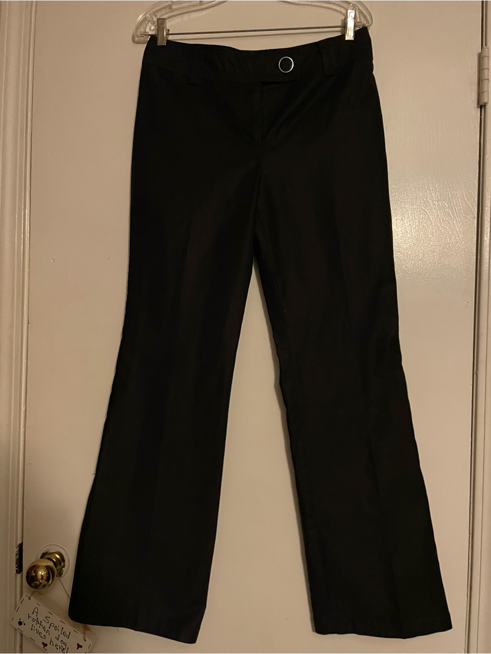 Ann Taylor Black Boot-Cut Pants with Silver Ring Detail